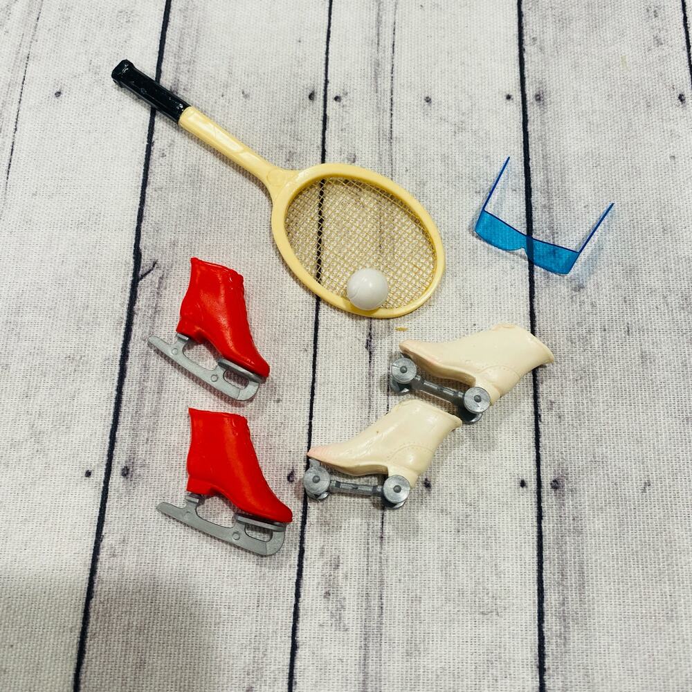 Barbie Pak for Rink & Court 1964-1965 Ice Roller Skates Tennis Racket Ball VTG